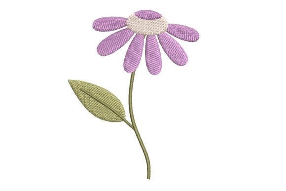 Delicate Lavender Daisy Flower Embroidery Design