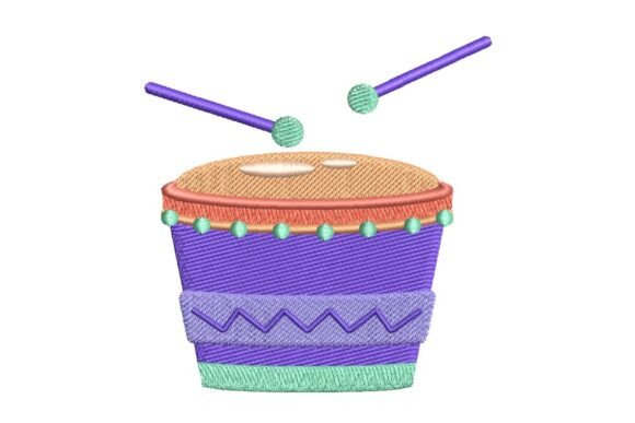 Festive Mardi Gras Drum with Sticks Embroidery Design